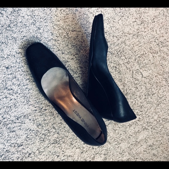 Navy Blue leather wedge heel - Picture 2 of 6